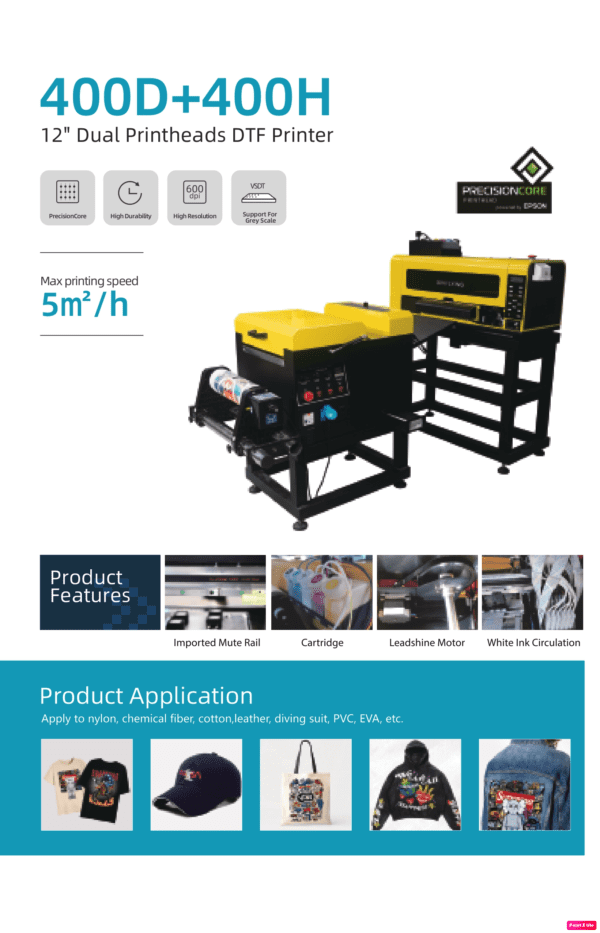 400D+400H Eufy 12" Dual Printheads DTF Printer