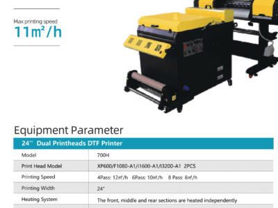 700H+C650D 24" dual printheads DTF printer
