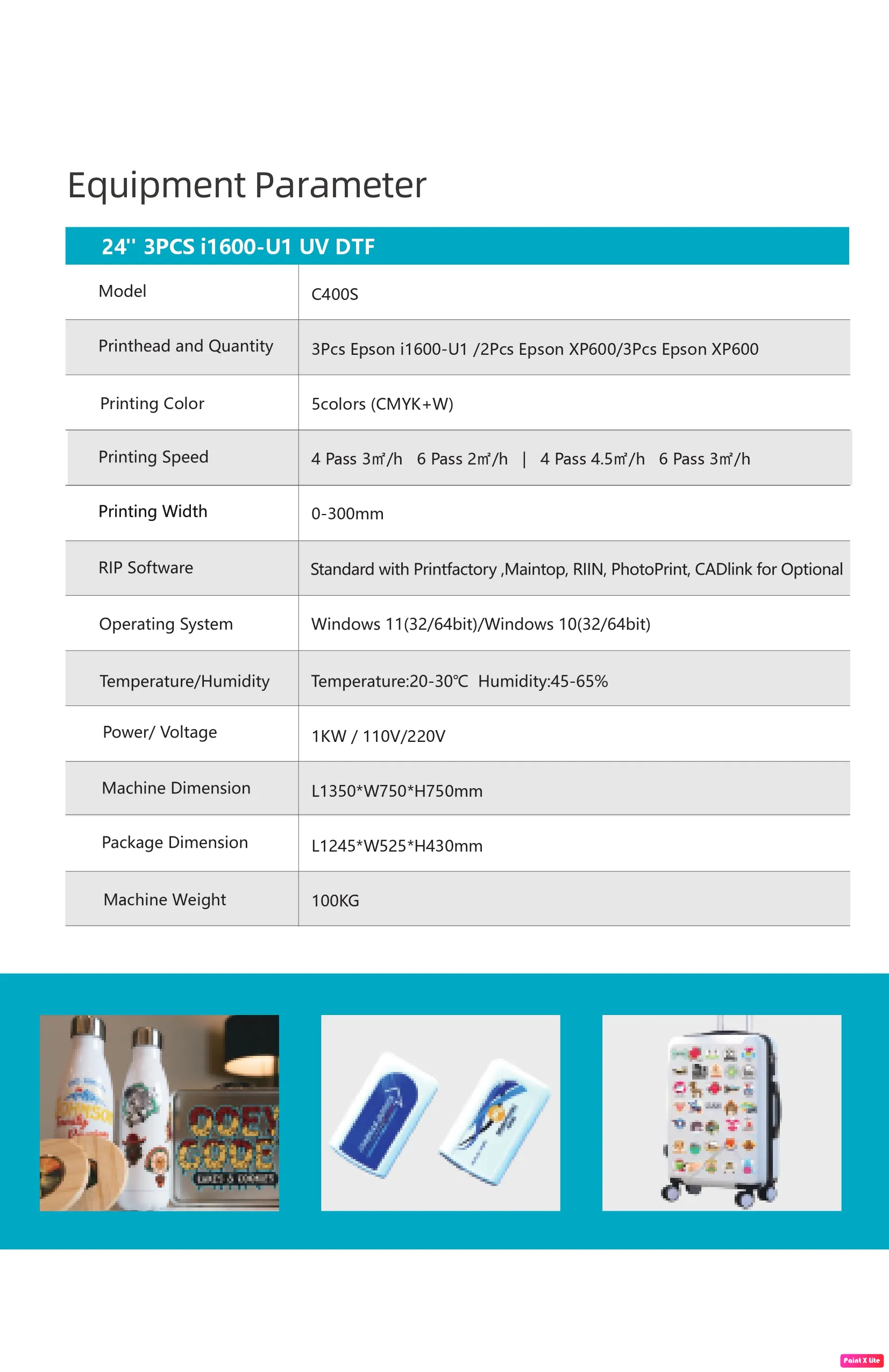 C450S Eufy Printer 24" 3pcs i1600 U1 UV DTF