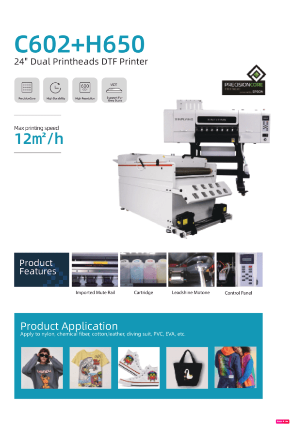 C602 + H650 24" Dual Printheads DTF Printer