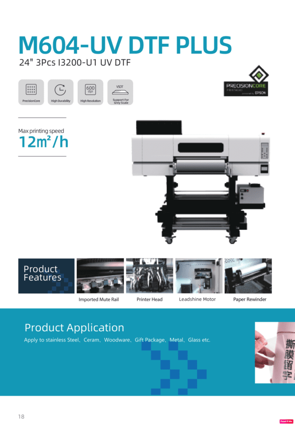 M604- UV DTF Plus 24" 3pcs I3200-U1 UV DTF Printer