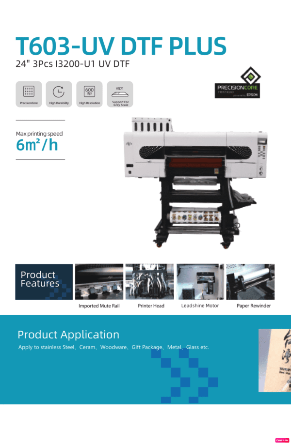 T603 UV DTF 24" 3pcs I13200 U1 UV DTF Printer