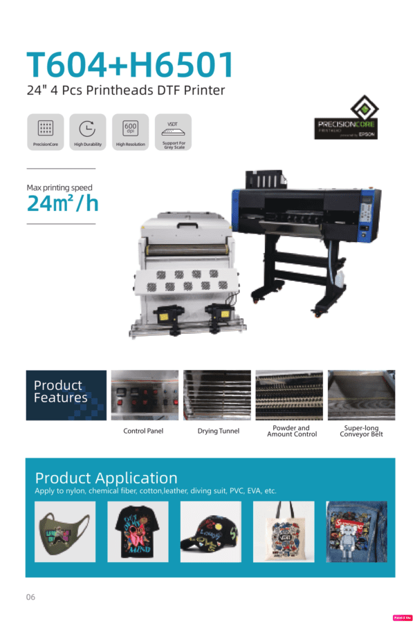 T604 + H6501 24" 4pcs Printheads DTF Printer