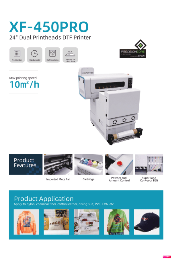 XF - 450 PRO Eufy 24" Dual Printheads DTF Printer 