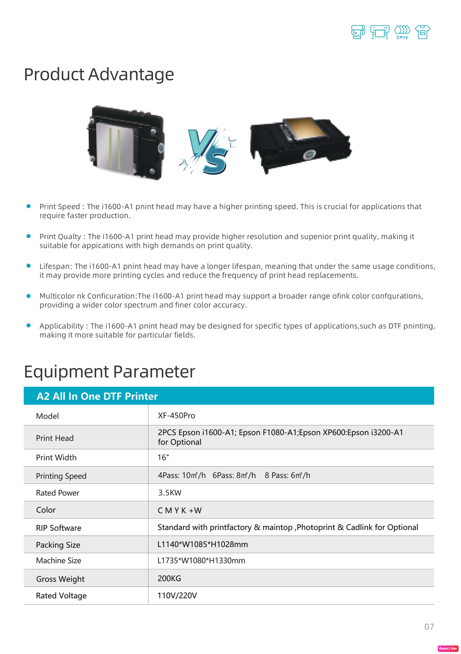 XF - 450 PRO Eufy 24" Dual Printheads DTF Printer